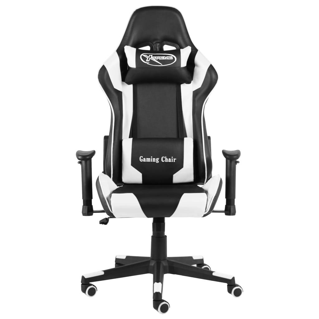 Drejelig Gamingstol Pvc Hvid Sort Højdejusterbar