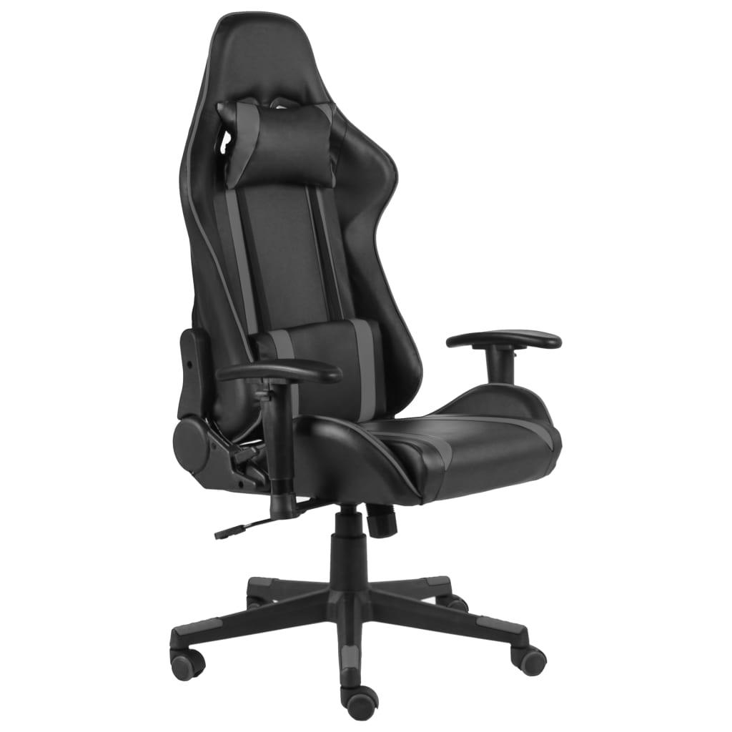 Drejelig Gamingstol Pvc Sort Grå Højdejusterbar