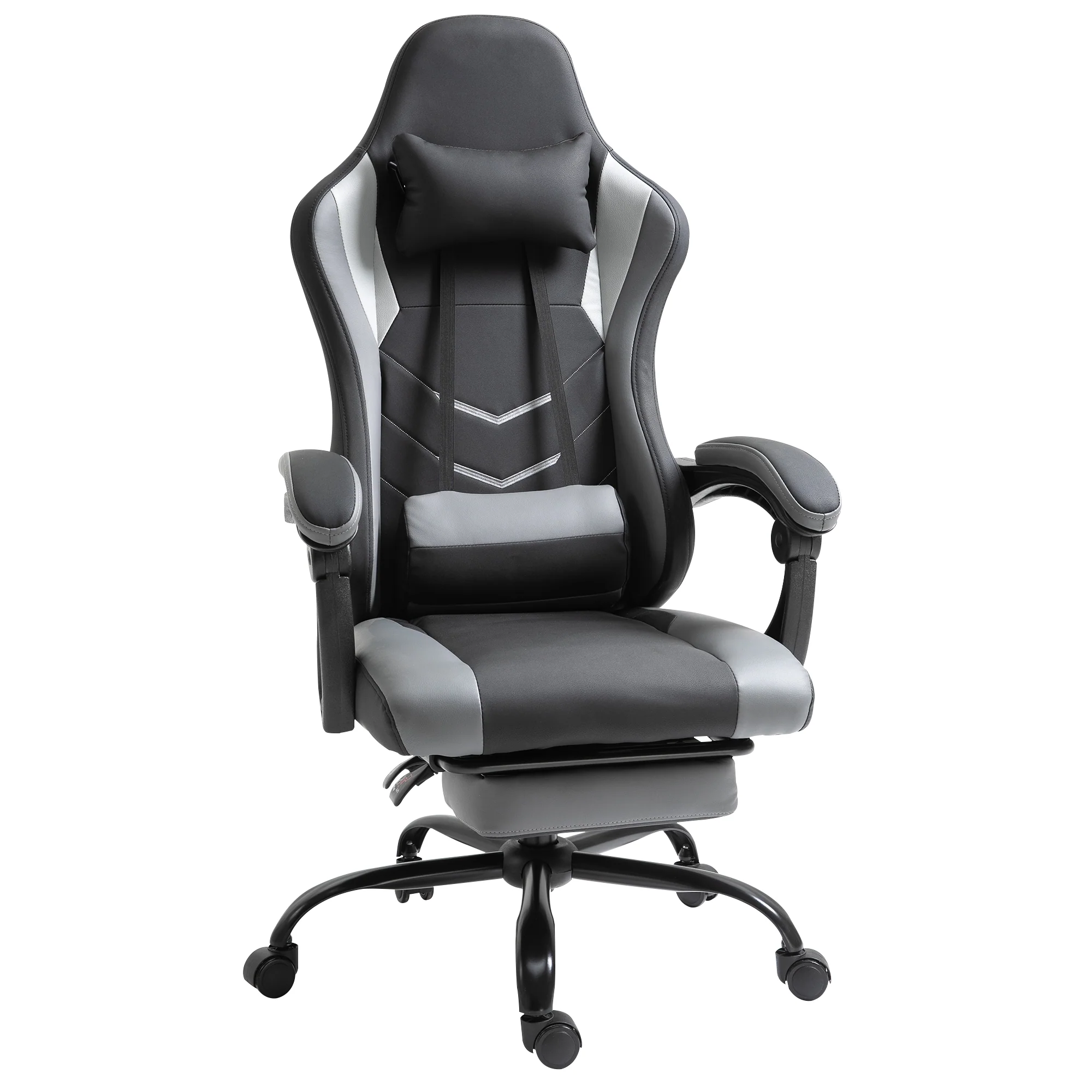 Ergonomisk Gamingstol Kontorstol Skrivebordsstol Drejestol Højdejusterbar Justerbar Lændehynde Med Fodstøtte Sort 128