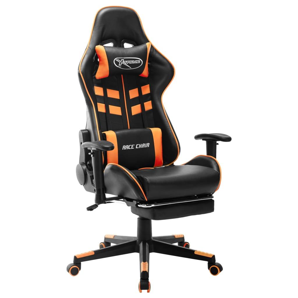 Gamingstol Med Fodstøtte Kunstlæder Sort Orange