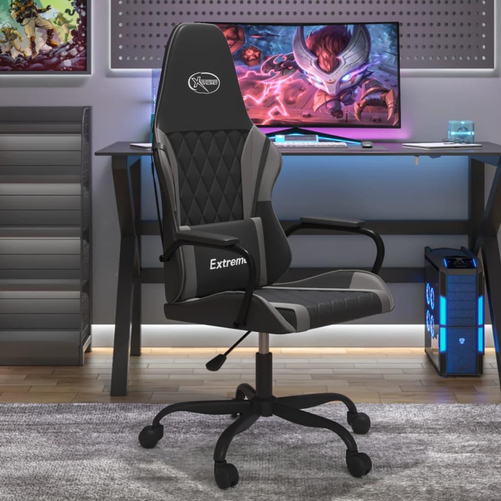 Gamingstol Med Massagefunktion Kunstlæder Sort Grå