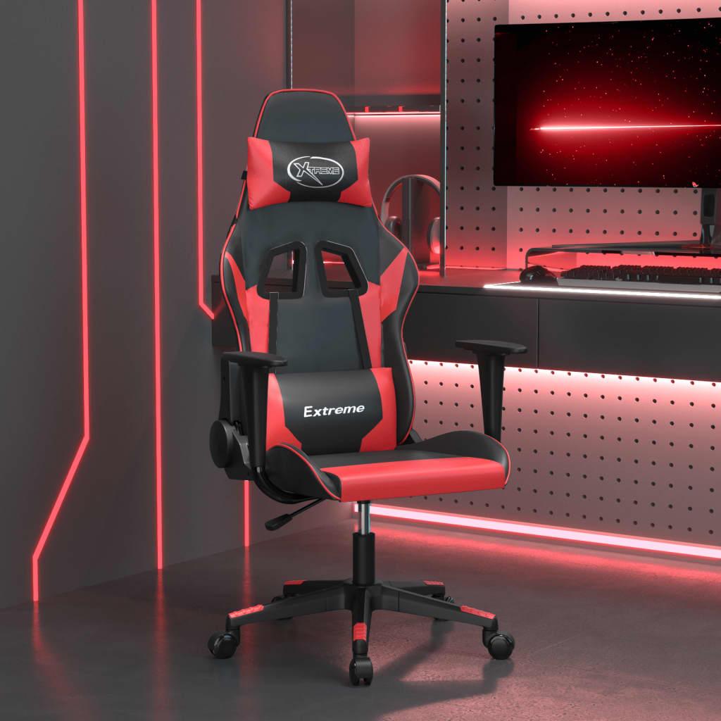 Gamingstol Med Massagefunktion Kunstlæder Sort Rød