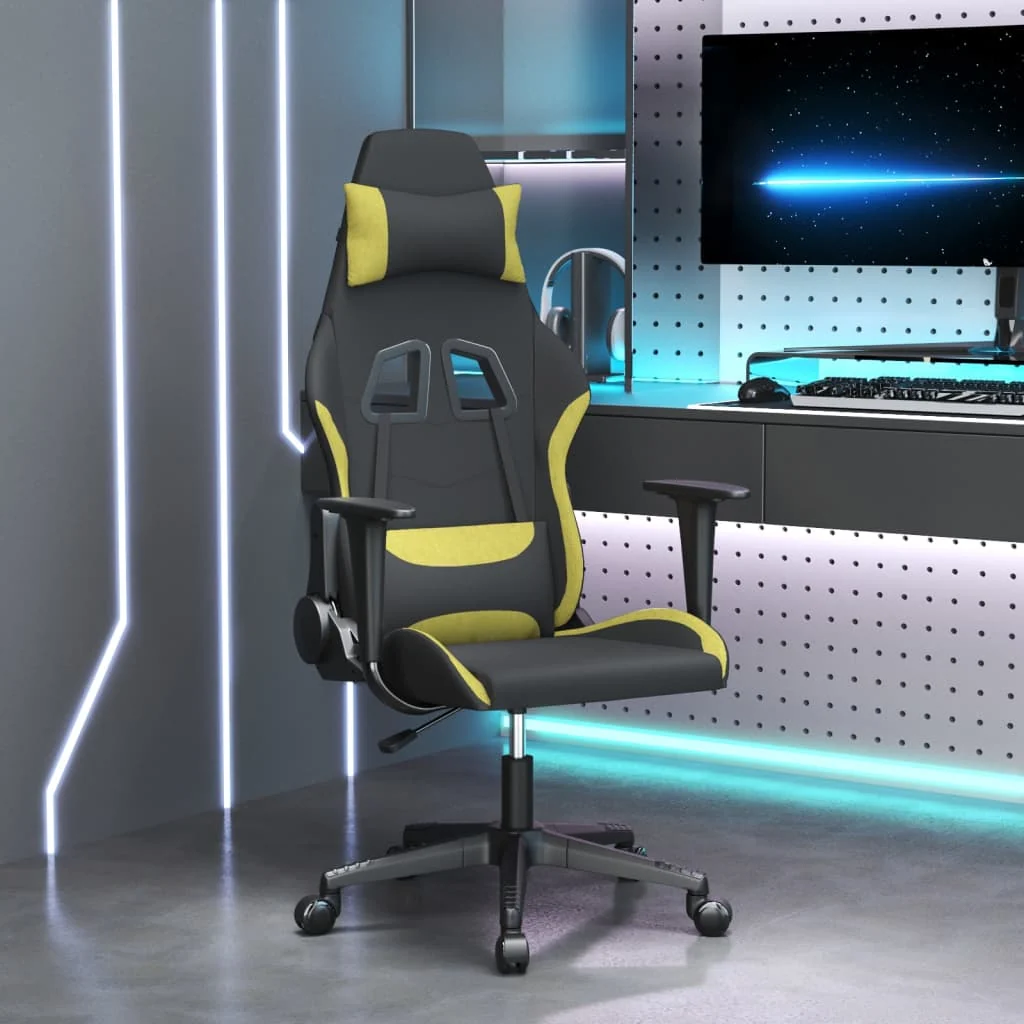 Gamingstol Med Massagefunktion Stof Blå Med Fodskammel