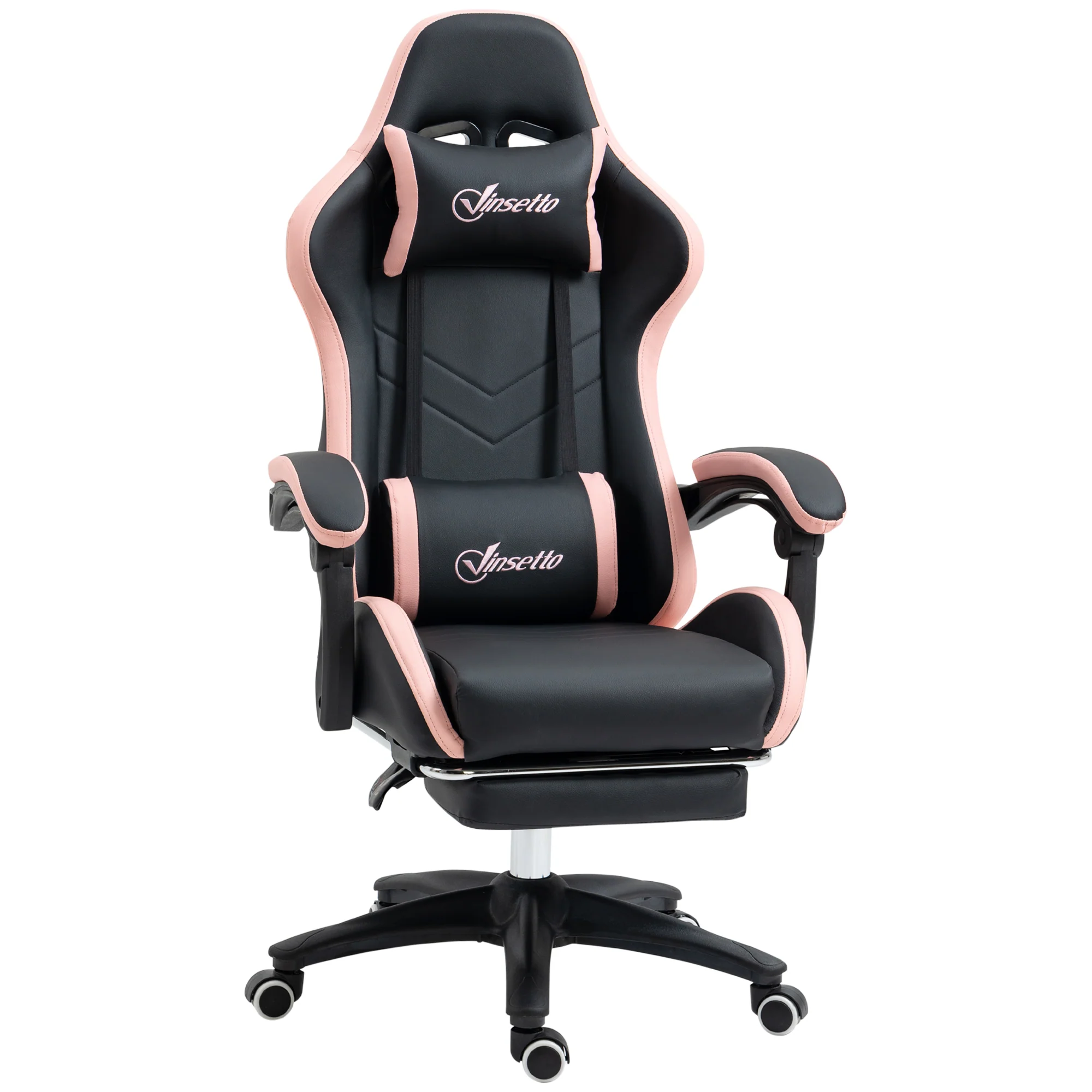 Kontorstol Gamingstol Nakkestøtte Lændestøtte Pink  Sort
