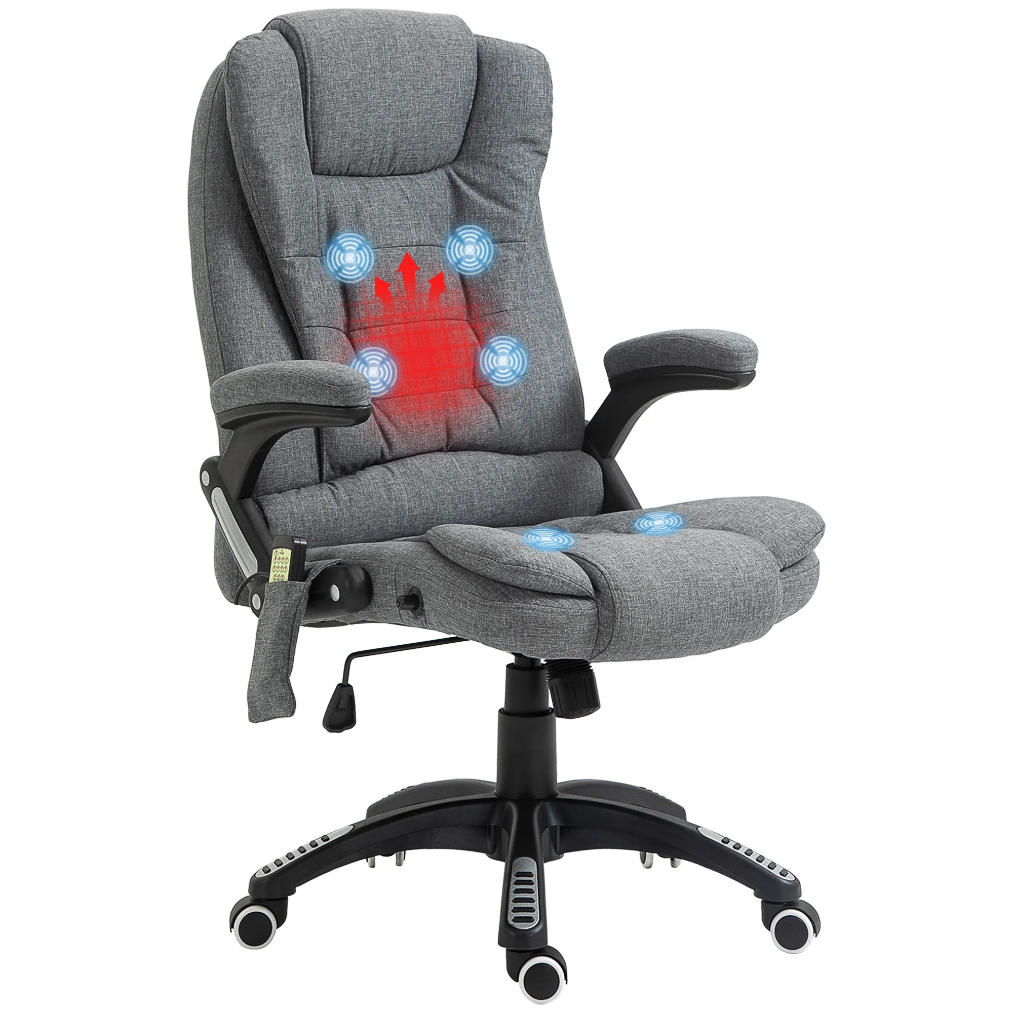 Kontorstol Massagestol Med Varmefunktion Ergonomisk Executive Stol Højdejusterbar Drejestol Gamingstol Med Massage Mørkegrå 110 120