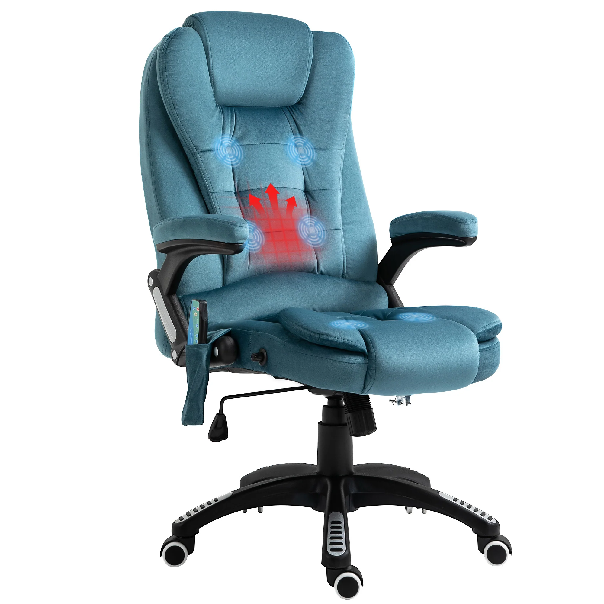 Kontorstol Massagestol Med Varmefunktion Executive Stol Med Massagefunktion Højdejusterbar Ergonomisk Gamingstol Massage Blå 110 120